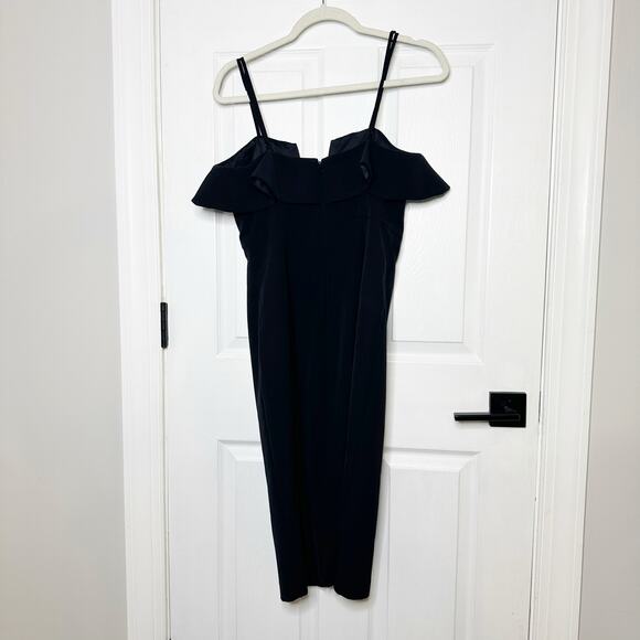 Bardot Size US 8/Medium Black Ruffle Sheath Midi Dress - Picture 4 of 8